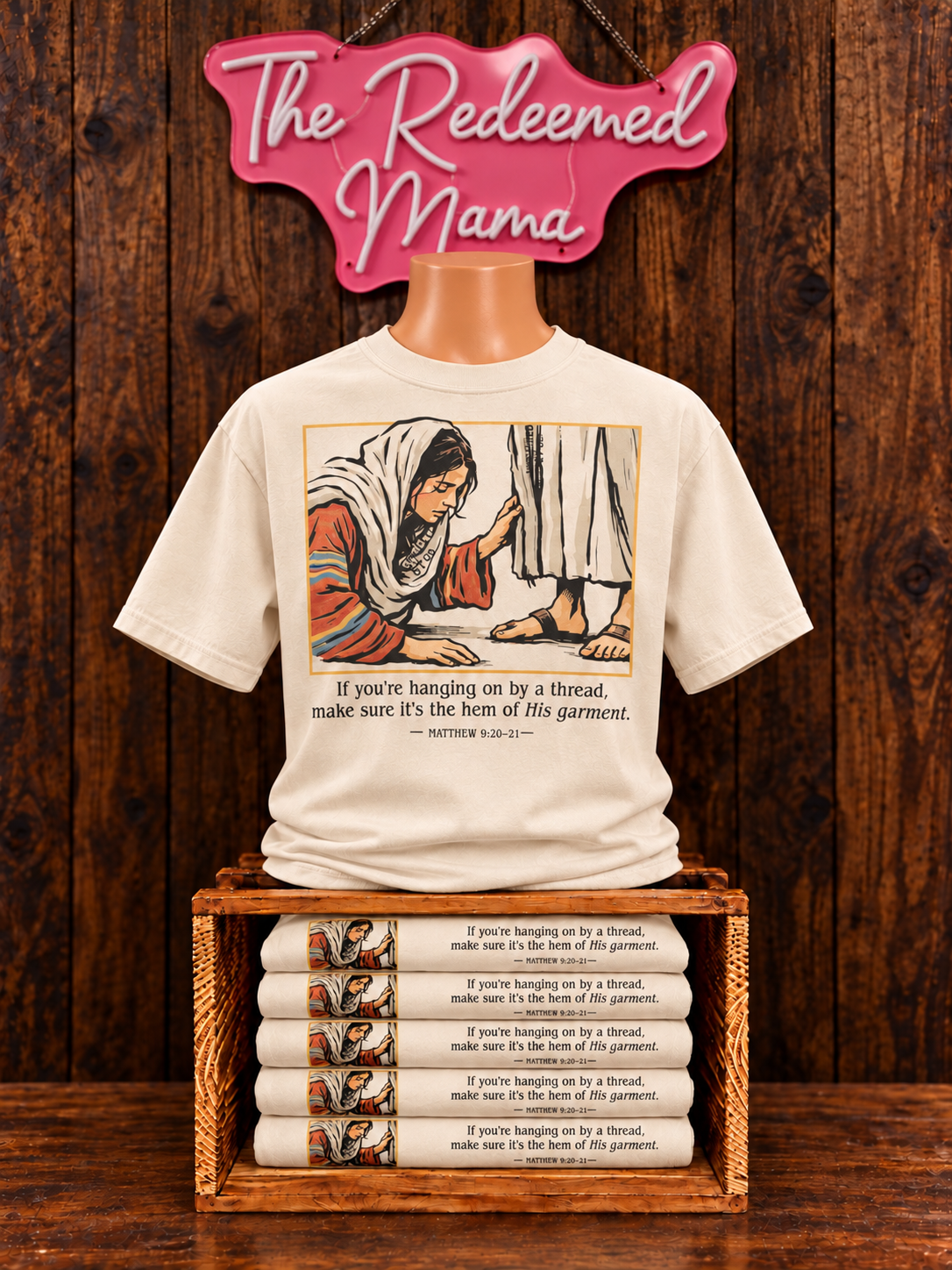 Woman wearing a casual faith-inspired t-shirt